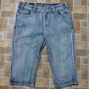 Live Hard Denim Capris